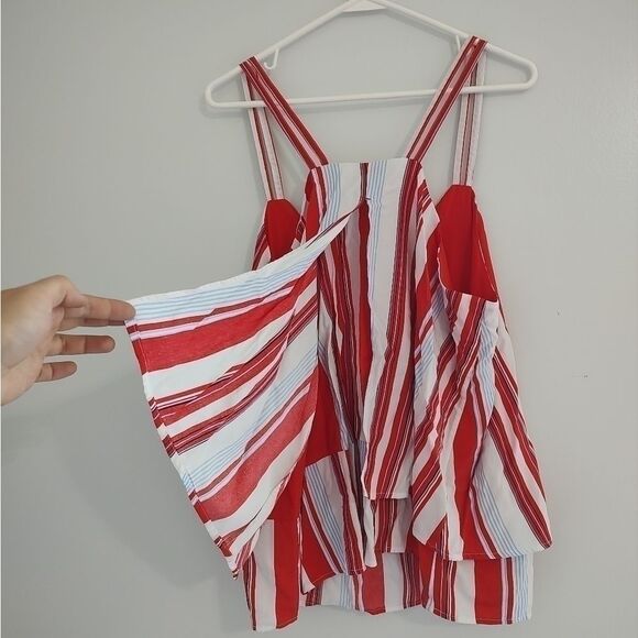 Crown & Ivy Women's Size XL Double Later Red White Blue Striped Blouse Tank Top - Picture 6 of 8